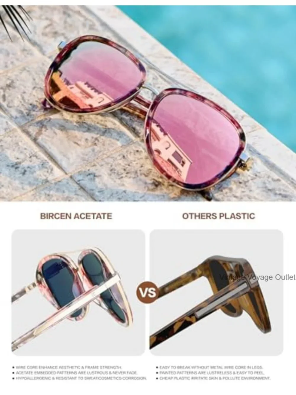 Acetate Polarized Sunglasses UV400 Protection Women Aviator